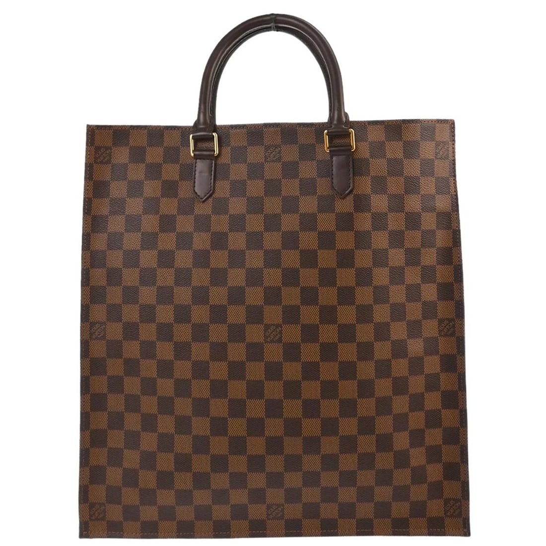 LOUIS VUITTON DAMIER SAC PLAT TOTE HANDBAG: Louis Vuitton Damier Sac Plat Tote Handbag Brand: Louis Vuitton Type/Style: Tote Material: Damier Canvas, Leather Color: Ebene * Brown Size: W 14.2 x H 15.0 x D 3.5 inch Accessories: None