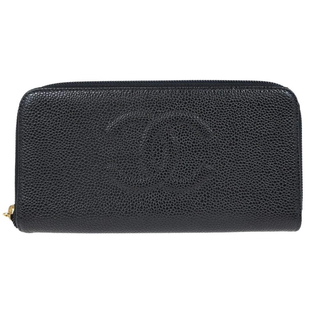 CHANEL BLACK CALFSKIN LONG WALLET PURSE (1 of 5)
