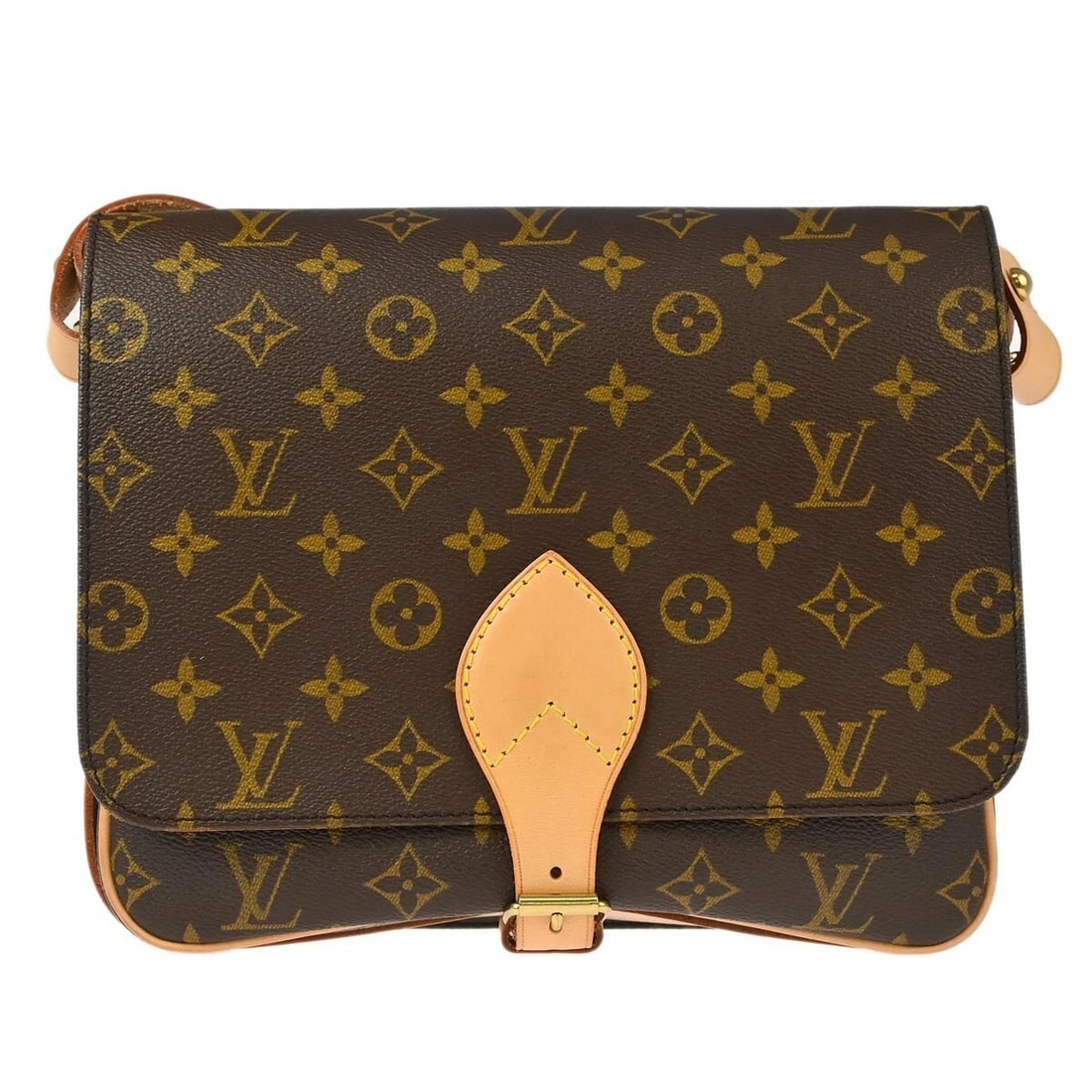 LOUIS VUITTON MONOGRAM CARTOUCHIERE GM SHOULDER BAG: Louis Vuitton Monogram Cartouchiere GM Shoulder Bag Brand: LOUIS VUITTON Type/Style: Cross Body Material: Monogram canvas, Leather Color: Brown Size: W 10.2 x H 8.3 x D 3.0 inch Accessories: None