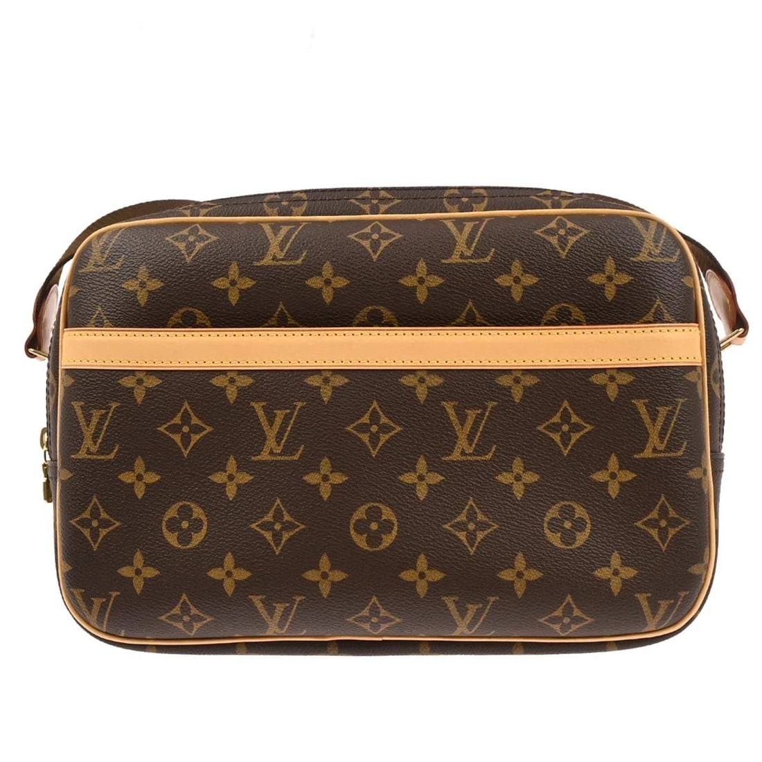LOUIS VUITTON MONOGRAM REPORTER PM SHOULDER BAG: Louis Vuitton Monogram Reporter PM Shoulder Bag Brand: Louis Vuitton Type/Style: Shoulder Bag Material: Monogram Canvas, Leather Color: Brown Size: W 10.6 x H 7.9 x D 5.1 inch Accessories: None