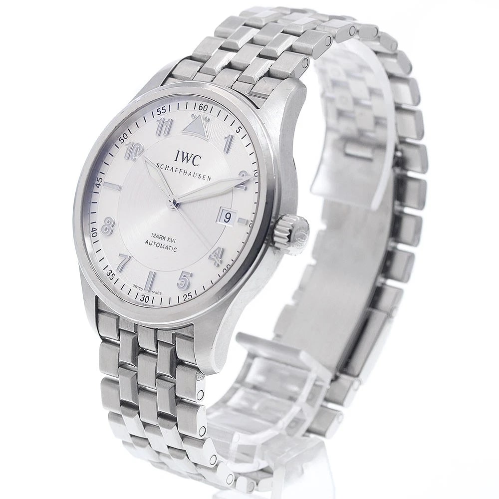 IWC SCHAFFHAUSEN PILOT'S WATCH AUTOMATIC WATCH: IWC SCHAFFHAUSEN Pilot's Watch Automatic Watch Brand: IWC SCHAFFHAUSEN Type/Style: Wristwatch Material: Band Material Stainless Steel, Case Material Stainless Steel Color: Dial Color Silver Size: