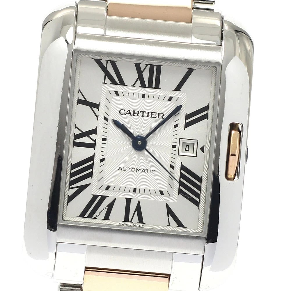 CARTIER TANK ANGLAISE DATE AUTOMATIC WATCH: CARTIER Tank Anglaise date Automatic Watch Brand: CARTIER Type/Style: Wristwatch Material: Band Material Stainless Steel/PG, Case Material Stainless Steel/PG Color: Dial Color Silver Size: Case size