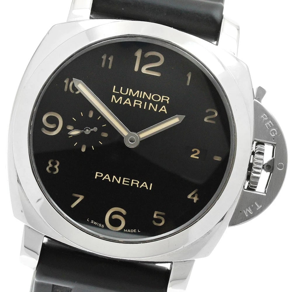 PANERAI LUMINOR MARINA DATE BLACK AUTOMATIC WATCH: PANERAI Luminor Marina Date black Automatic Watch Brand: PANERAI Type/Style: Wristwatch Material: Band Material rubber, Case Material Stainless Steel Color: Dial Color black Size: Case size About