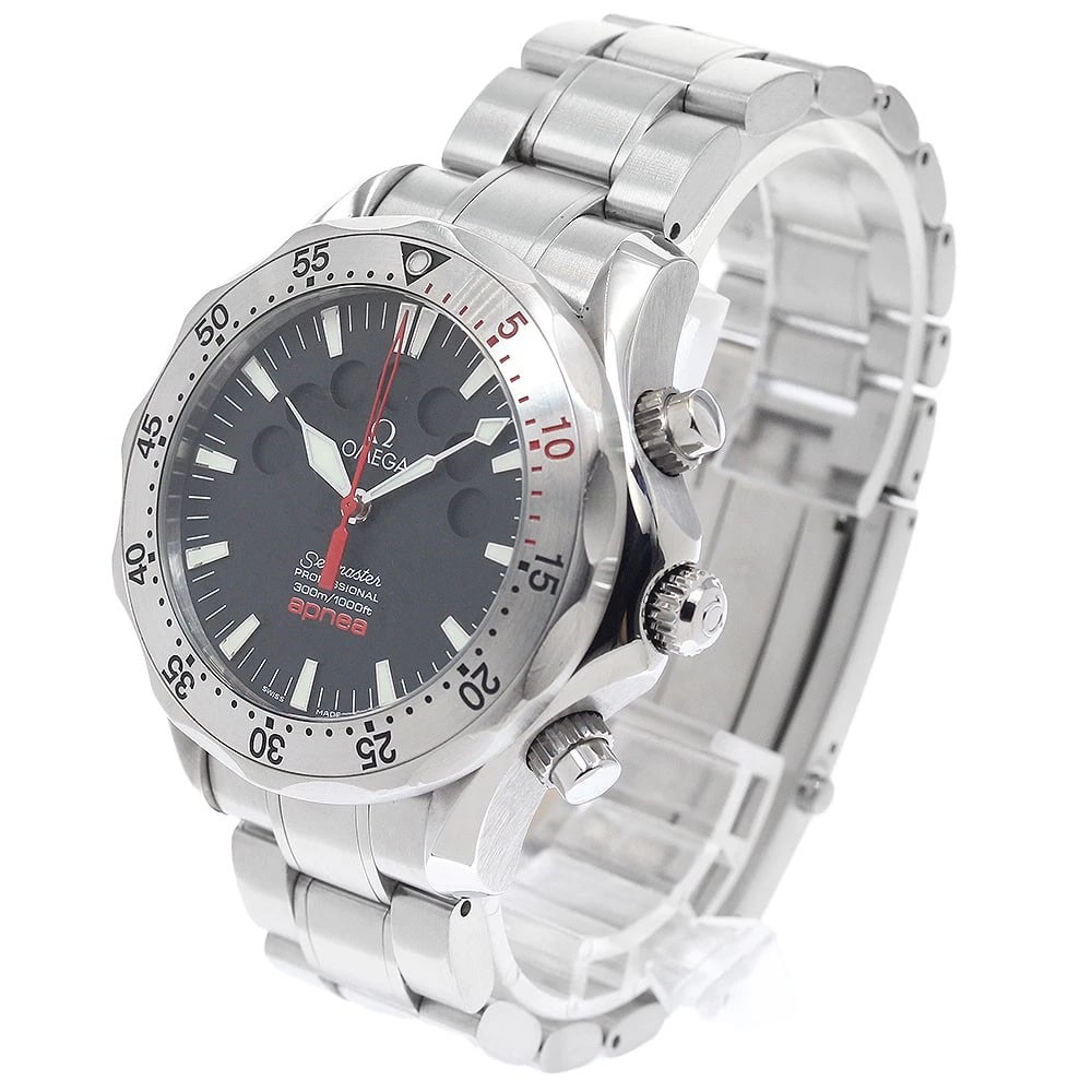 OMEGA SEAMASTER BLACK AUTOMATIC WATCH: OMEGA Seamaster Black Automatic Watch Brand: OMEGA Type/Style: Wristwatch Material: Band Material Stainless Steel, Case Material Stainless Steel Color: Dial Color black Size: Case size About 42mm