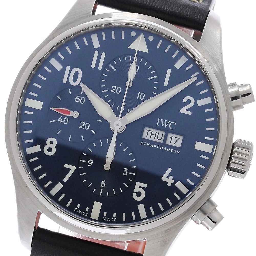 IWC SCHAFFHAUSEN PILOT'S WATCH AUTOMATIC WATCH: IWC SCHAFFHAUSEN Pilot's Watch Automatic Watch Brand: IWC SCHAFFHAUSEN Type/Style: Wristwatch Material: Band Material leather, Case Material Stainless Steel Color: Dial Color Navy Size: Case size