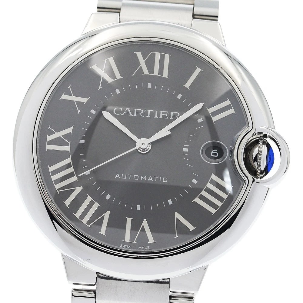 CARTIER BARON BLUE DATE GRAY AUTOMATIC WATCH: CARTIER Baron blue Date gray Automatic Watch Brand: CARTIER Type/Style: Wristwatch Material: Band Material Stainless Steel, Case Material Stainless Steel Color: Dial Color gray Size: Case size About