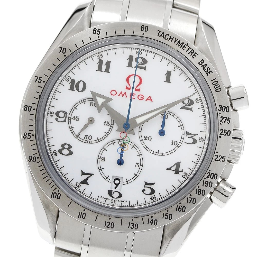 OMEGA SPEEDMASTER DATE AUTOMATIC WATCH: OMEGA Speedmaster Date Automatic Watch Brand: OMEGA Type/Style: Wristwatch Material: Band Material Stainless Steel, Case Material Stainless Steel Color: Dial Color white Size: Case size About 42mm