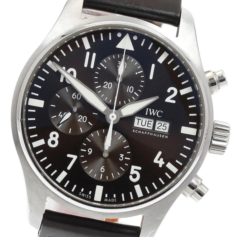 IWC SCHAFFHAUSEN PILOT'S WATCH: IWC SCHAFFHAUSEN Pilot's Watch Brand: IWC SCHAFFHAUSEN Type/Style: Wristwatch Material: Band Material leather, Case Material Stainless Steel Color: Dial Color black Size: Case size About 43mm