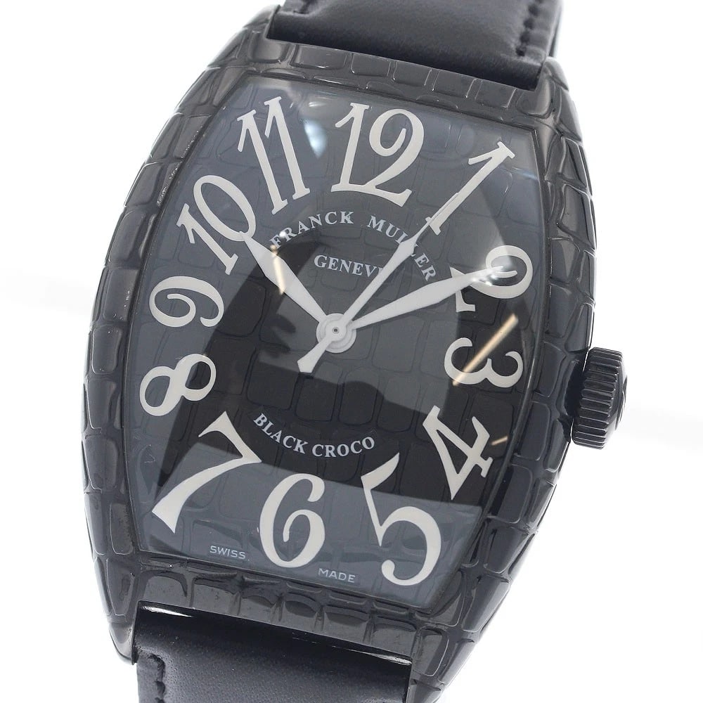 FRANCK MULLER TONNEAU CURVEX BLACK AUTOMATIC WATCH: FRANCK MULLER Tonneau Curvex Black Automatic Watch Brand: FRANCK MULLER Type/Style: Wristwatch Material: Band Material leather, Case Material Stainless Steel Color: Dial Color black Size: Case size