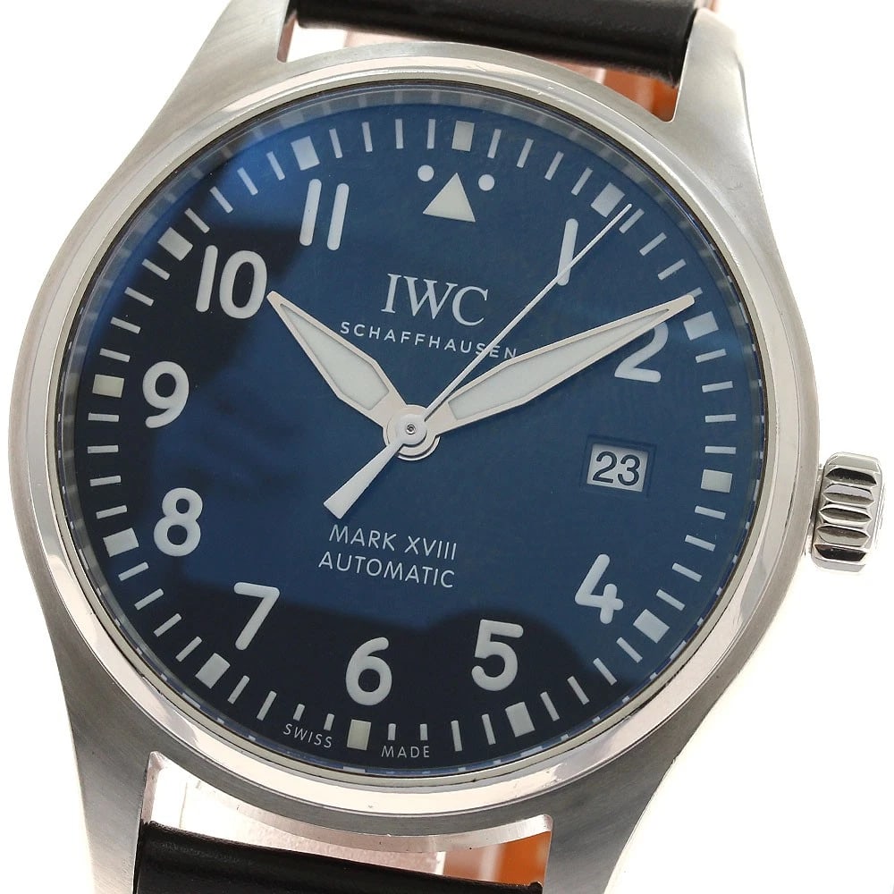 IWC SCHAFFHAUSEN PILOT WATCH DATE AUTOMATIC WATCH: IWC SCHAFFHAUSEN Pilot watch Date Automatic Watch Brand: IWC SCHAFFHAUSEN Type/Style: Wristwatch Material: Band Material leather, Case Material Stainless Steel Color: Dial Color Navy Size: Case size