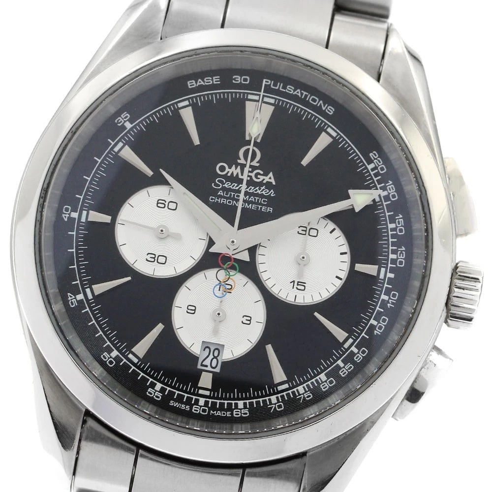 OMEGA SEAMASTER OLYMPICS WATCH: OMEGA Seamaster Olympics Watch Brand: OMEGA Type/Style: Wristwatch Material: Band Material Stainless Steel, Case Material Stainless Steel Color: Dial Color Black / Silver Size: Case size About 42mm