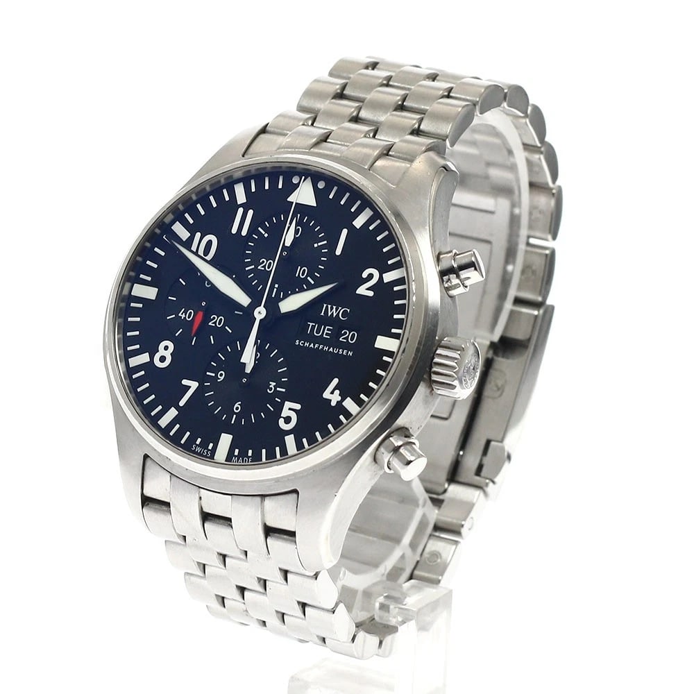 IWC SCHAFFHAUSEN PILOT WATCH BLACK AUTOMATIC WATCH: IWC SCHAFFHAUSEN Pilot watch black Automatic Watch Brand: IWC SCHAFFHAUSEN Type/Style: Wristwatch Material: Band Material Stainless Steel, Case Material Stainless Steel Color: Dial Color black Size: