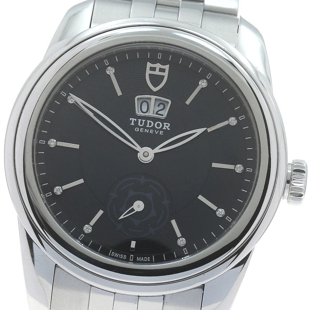 TUDOR GLAMOUR DATE SILVER AUTOMATIC WATCH: TUDOR Glamour date Silver Automatic Watch Brand: TUDOR Type/Style: Wristwatch Material: Band Material Stainless Steel, Case Material Stainless Steel Color: Dial Color black Size: Case size About 42mm