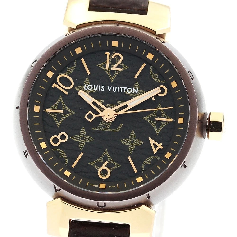 LOUIS VUITTON BROWN QUARTZ WATCH: LOUIS VUITTON Brown Quartz Watch Brand: LOUIS VUITTON Type/Style: Wristwatch Material: Band Material leather, Case Material Stainless Steel Color: Dial Color Brown Size: Case size About 27mm