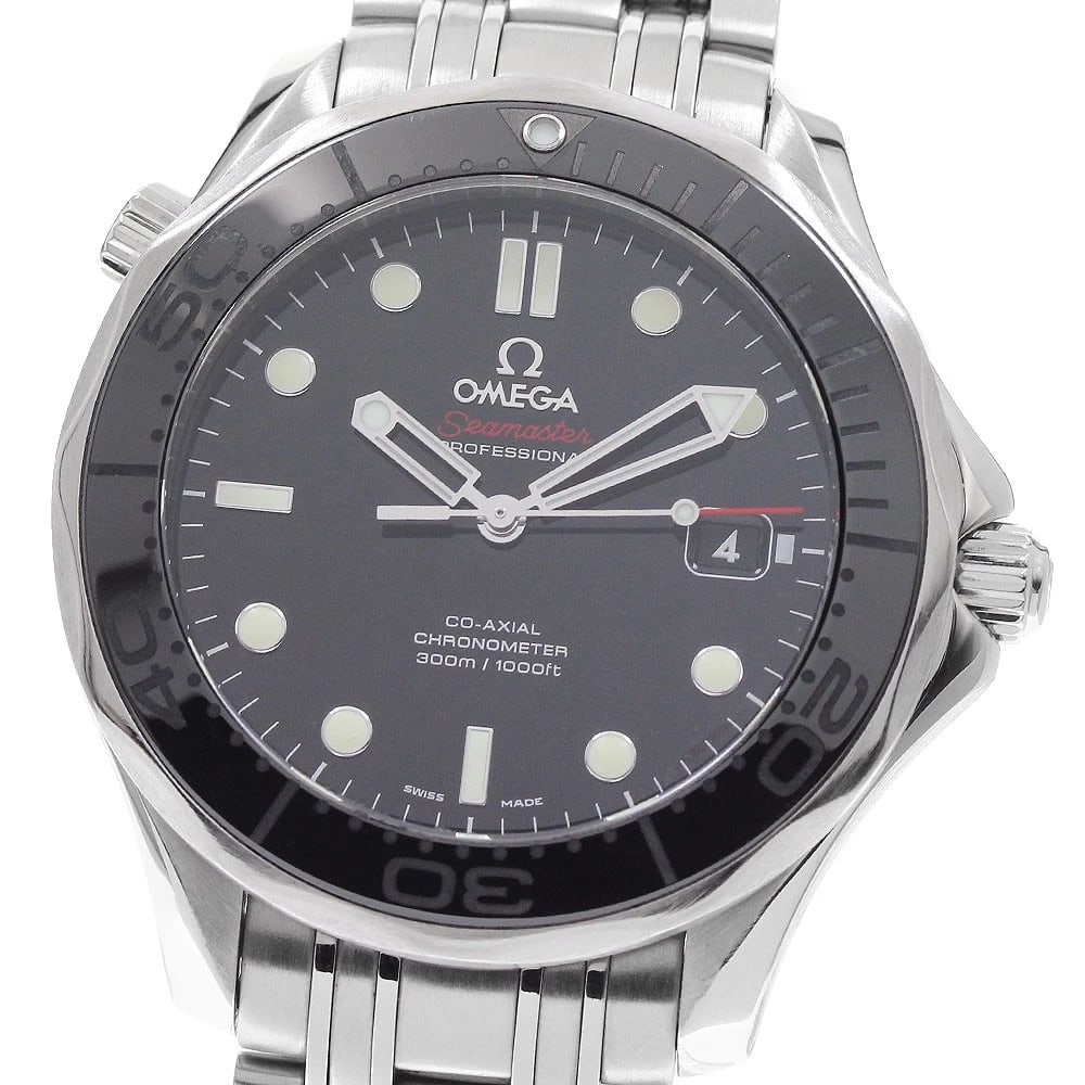OMEGA SEAMASTER CO-AXIAL AUTOMATIC WATCH: OMEGA Seamaster Co-Axial Automatic Watch Brand: OMEGA Type/Style: Wristwatch Material: Band Material Stainless Steel, Case Material Stainless Steel Color: Dial Color black Size: Case size About 41mm (