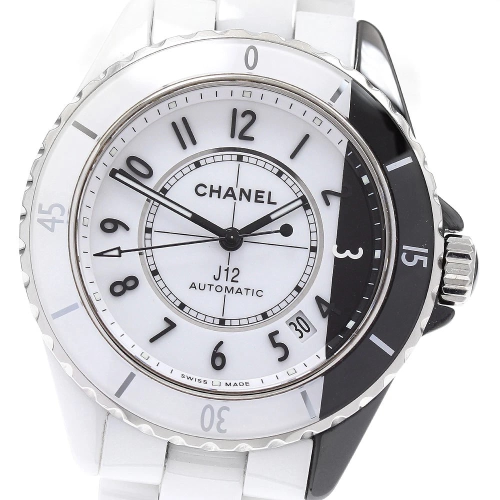 CHANEL J12 DATE WHITE BLACK AUTOMATIC WATCH: CHANEL J12 Date White black Automatic Watch Brand: CHANEL Type/Style: Wristwatch Material: Band Material Ceramic / Stainless Steel, Case Material Ceramic / Stainless Steel Color: Dial Color White / bl