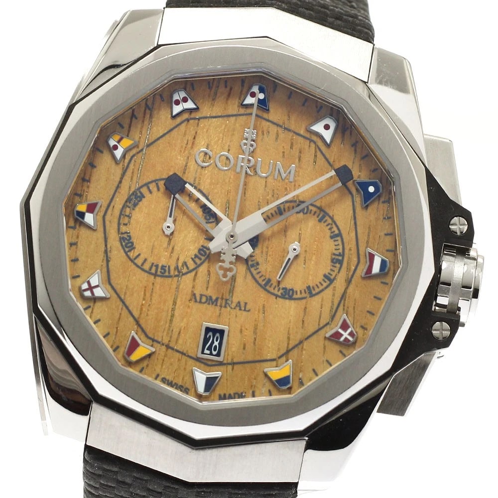 CORUM WOOD AUTOMATIC WATCH: CORUM Wood Automatic Watch Brand: CORUM Type/Style: Wristwatch Material: Band Material rubber, Case Material Stainless Steel Color: Dial Color Wood Size: Case size About 45mm (1.8inch) (not including