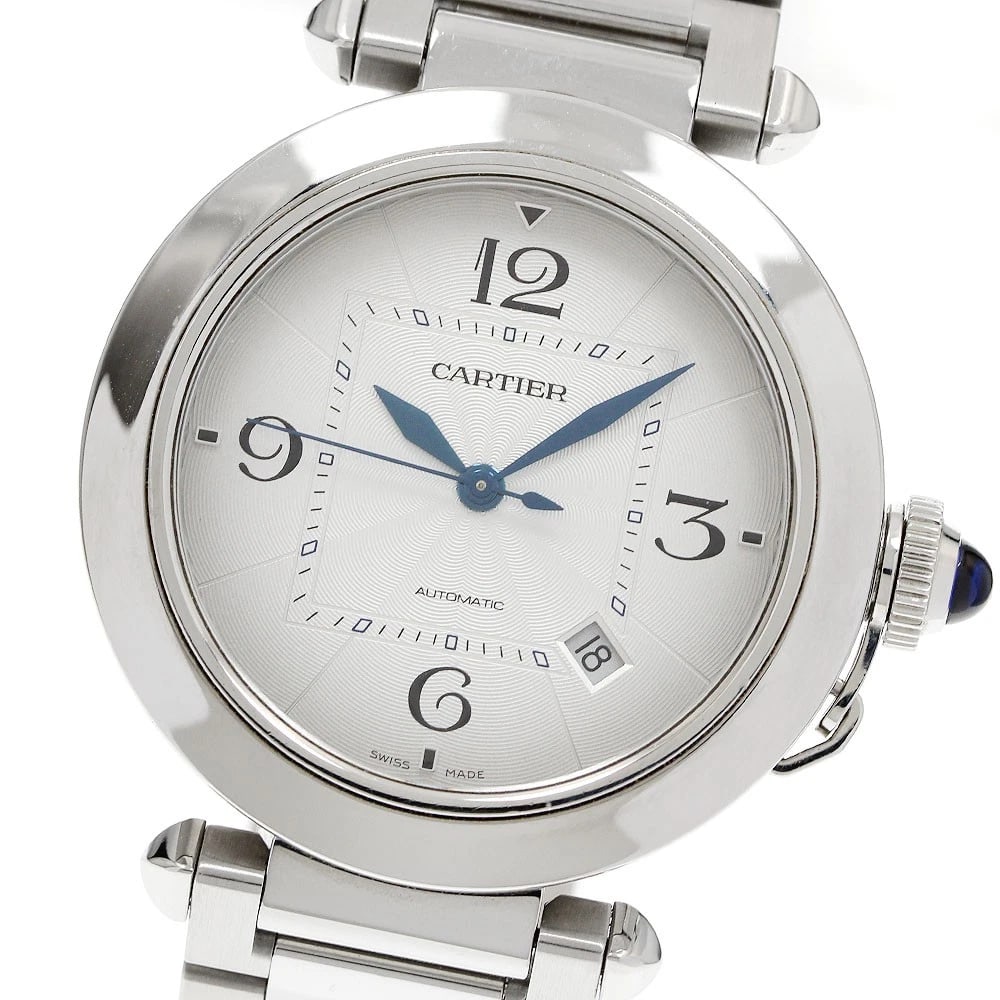 CARTIER PASHA DATE SILVER AUTOMATIC WATCH: CARTIER Pasha Date Silver Automatic Watch Brand: CARTIER Type/Style: Wristwatch Material: Band Material Stainless Steel, Case Material Stainless Steel Color: Dial Color Silver Size: Case size About