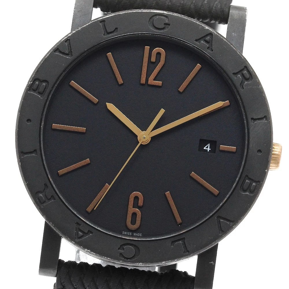 BVLGARI DATE BLACK AUTOMATIC WATCH: BVLGARI Date black Automatic Watch Brand: BVLGARI Type/Style: Wristwatch Material: Band Material rubber, Case Material Stainless Steel Color: Dial Color black Size: Case size About 41mm (1.6inch)