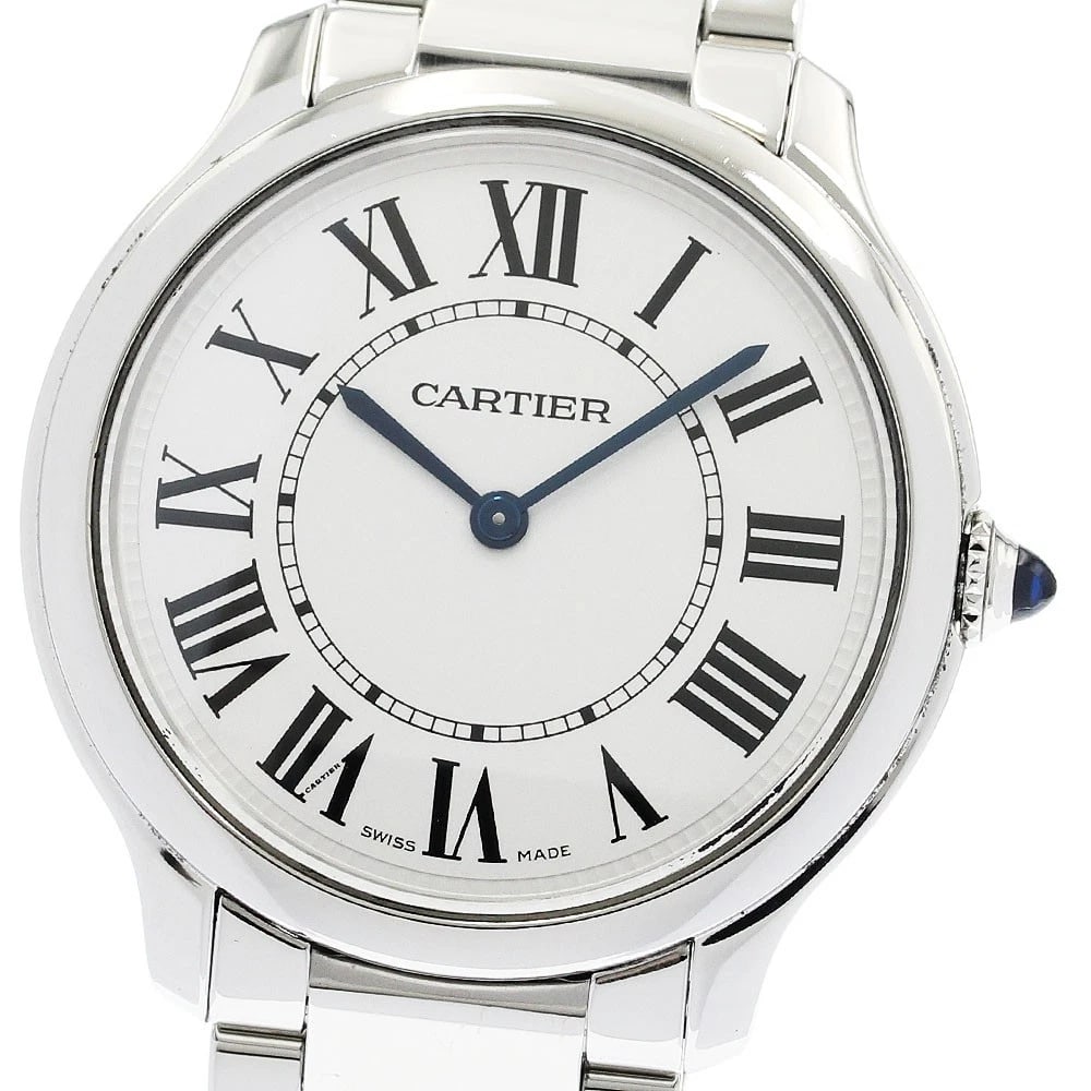 CARTIER SILVER QUARTZ WATCH: CARTIER Silver Quartz Watch Brand: CARTIER Type/Style: Wristwatch Material: Band Material Stainless Steel, Case Material Stainless Steel Color: Dial Color Silver Size: Case size About 36mm (1.4inch)