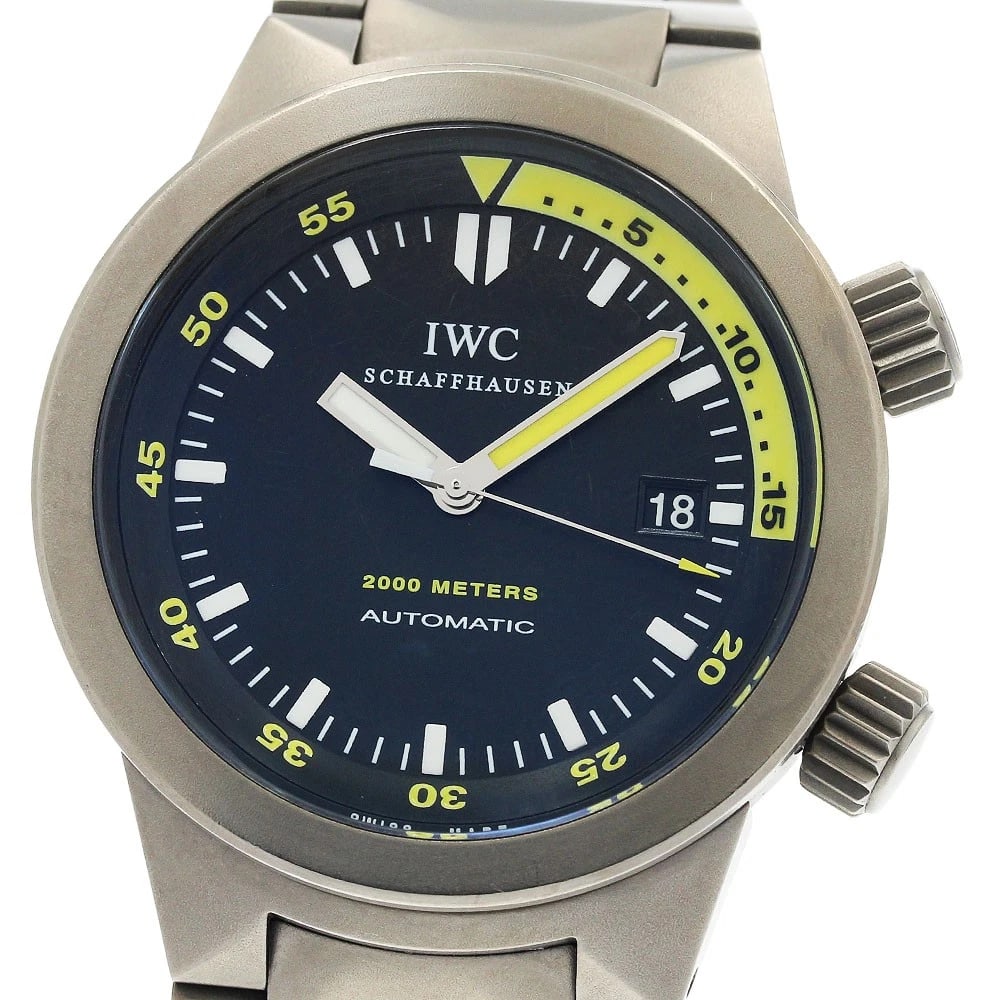 IWC SCHAFFHAUSEN AQUATIMER AUTOMATIC DATE BLACK WATCH: IWC SCHAFFHAUSEN Aquatimer Automatic Date Black Watch Brand: IWC SCHAFFHAUSEN Type/Style: Wristwatch Material: Band Material titanium, Case Material titanium Color: Dial Color black Size: Case size