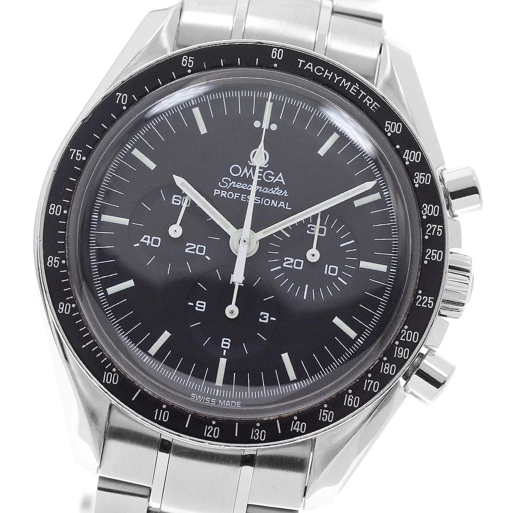 OMEGA SPEEDMASTER PROFESSIONAL WATCH: OMEGA Speedmaster Professional Watch Brand: OMEGA Type/Style: Wristwatch Material: Band Material Stainless Steel, Case Material Stainless Steel Color: Dial Color black Size: Case size About 42mm