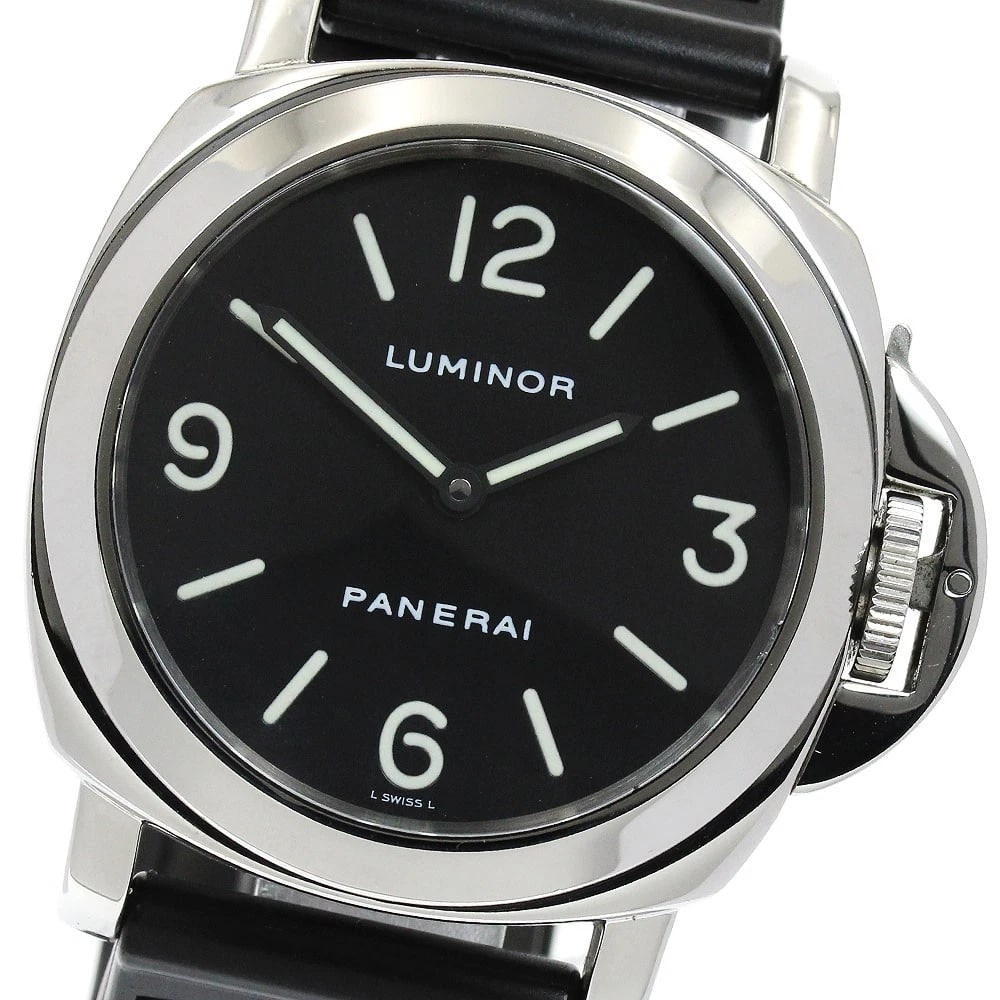 PANERAI LUMINOR BLACK HAND WINDING WATCH: PANERAI Luminor black Hand Winding Watch Brand: PANERAI Type/Style: Wristwatch Material: Band Material Rubber / leather, Case Material Stainless Steel Color: Dial Color black Size: Case size About