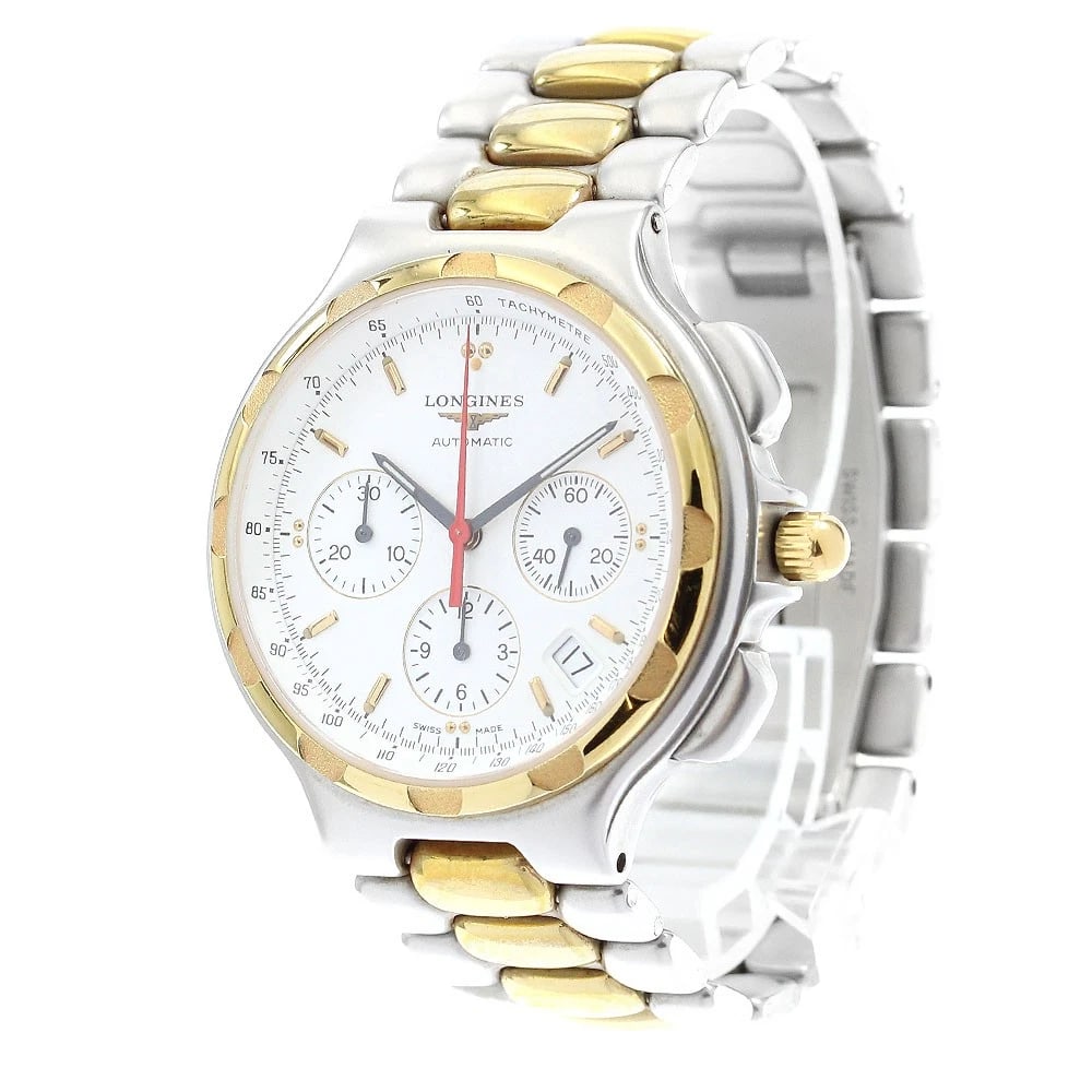 LONGINES CHRONOGRAPH WHITE AUTOMATIC WATCH - 2