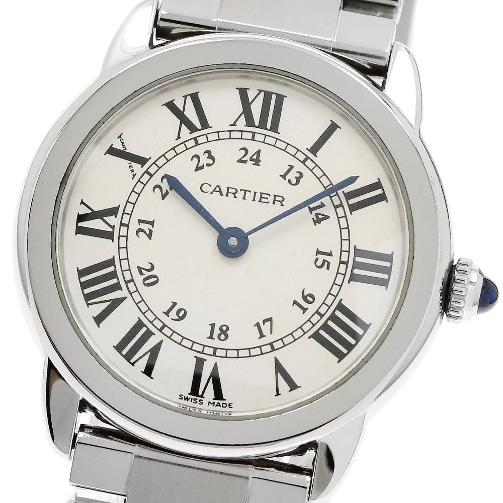 CARTIER RONDE SILVER DIAL QUARTZ WATCH: CARTIER Ronde Silver Dial Quartz Watch Brand: CARTIER Type/Style: Wristwatch Material: Band Material Stainless Steel, Case Material Stainless Steel Color: Dial Color Silver Size: Case Size About29mm