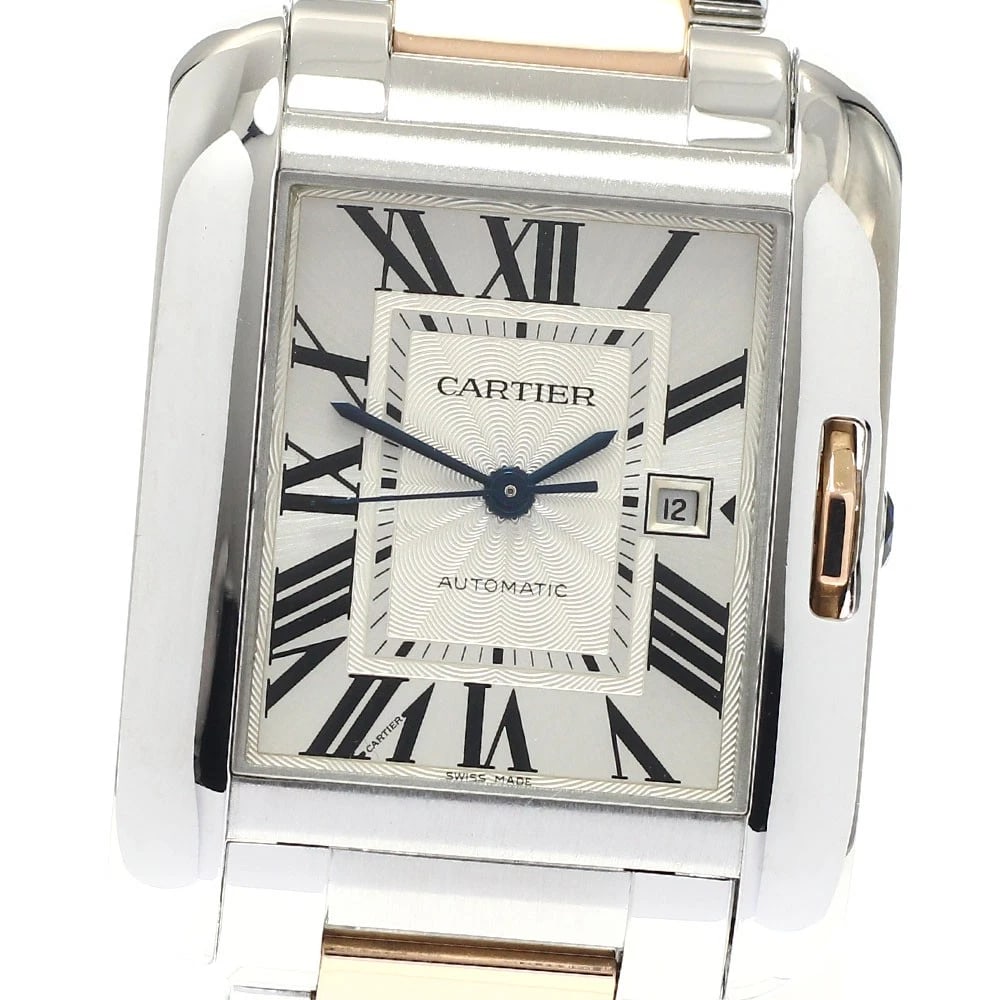 CARTIER TANK ANGLAISE LM TONE DATE AUTOMATIC WATCH: CARTIER Tank Anglaise LM tone date Automatic Watch Brand: CARTIER Type/Style: Wristwatch Material: Band Material Stainless Steel/PG, Case Material Stainless Steel/PG Color: Dial Color Silver Size: