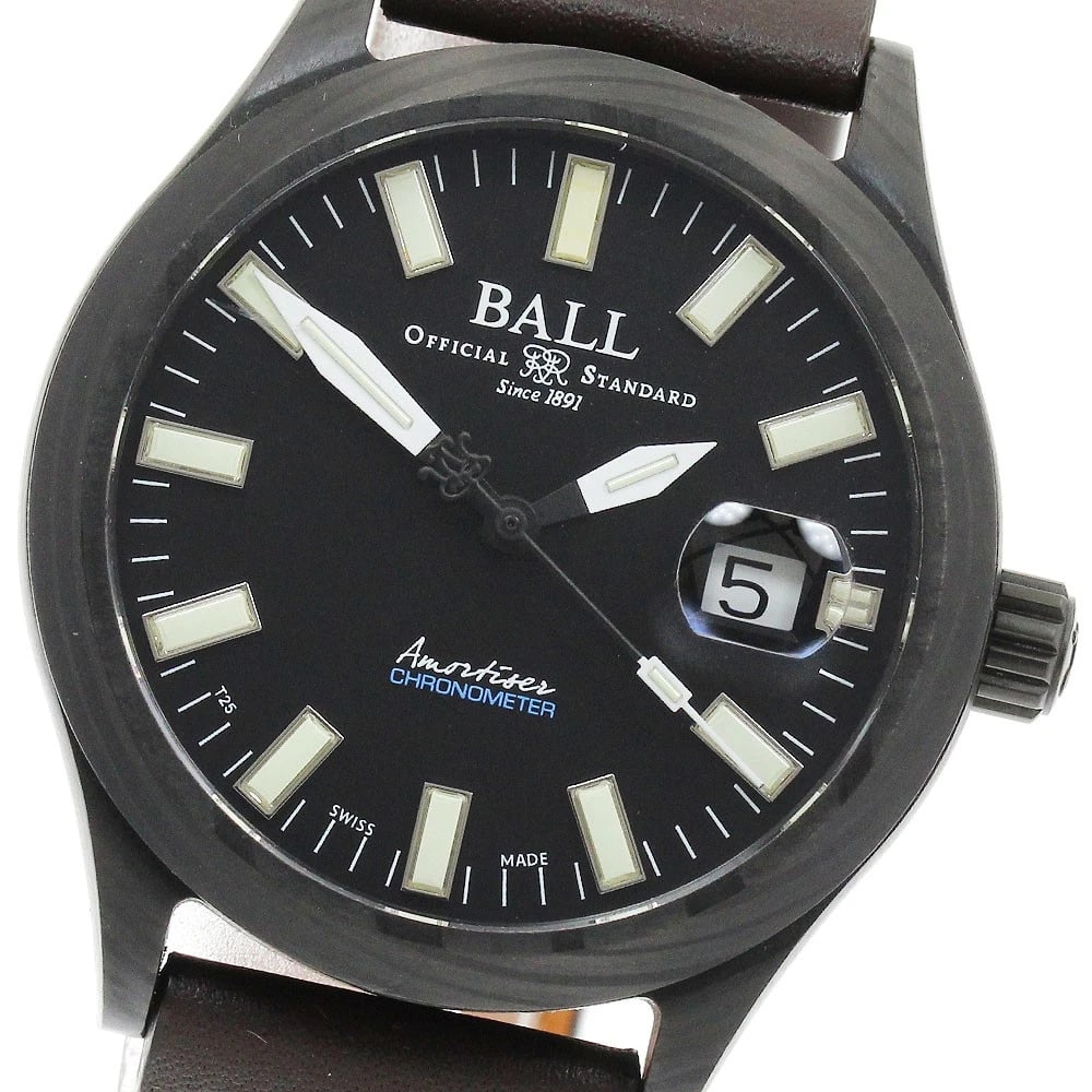BALLWATCH ENGINEER CARBOLITE AUTOMATIC WATCH: BALLWATCH Engineer Carbolite Automatic Watch Brand: BALLWATCH Type/Style: Wristwatch Material: Band Material leather, Case Material carbon Color: Dial Color black Size: Case Size About(1.6inch) Wrist