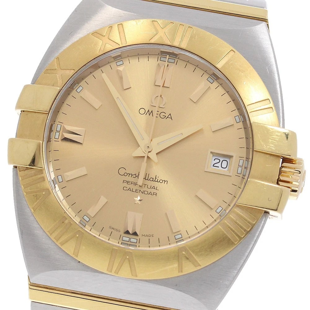 OMEGA CONSTELLATION DOUBLE EAGLE PERPETUAL WATCH: OMEGA Constellation Double Eagle Perpetual Watch Brand: OMEGA Type/Style: Wristwatch Material: Band Material Stainless Steel/YG, Case Material Stainless Steel/YG Color: Dial Color gold Size: Case
