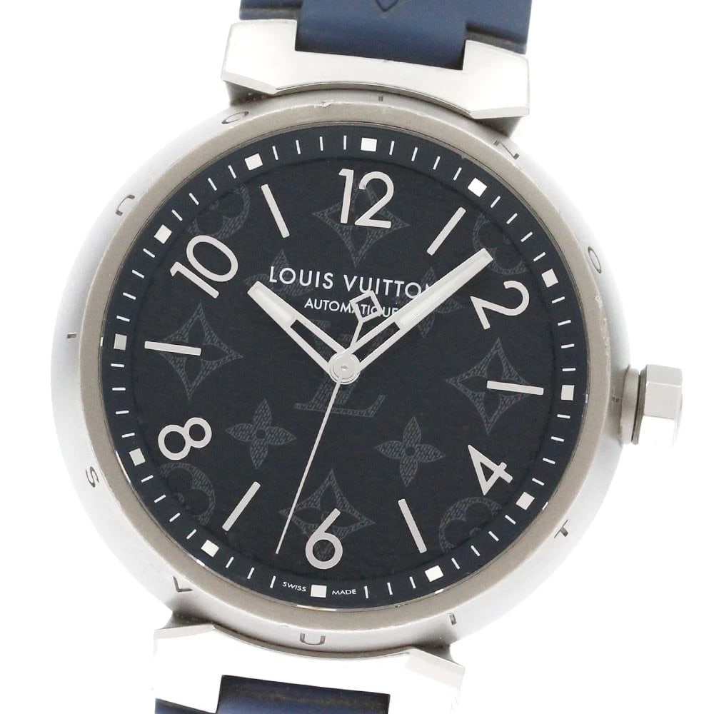 LOUIS VUITTON TAMBOUR OTOMATIC GM MONOGRAM ECLIPSE WATCH: LOUIS VUITTON Tambour Otomatic GM Monogram Eclipse Watch Brand: LOUIS VUITTON Type/Style: Wristwatch Material: Band Material rubber, Case Material Stainless Steel Color: Dial Color black Size: Case Si