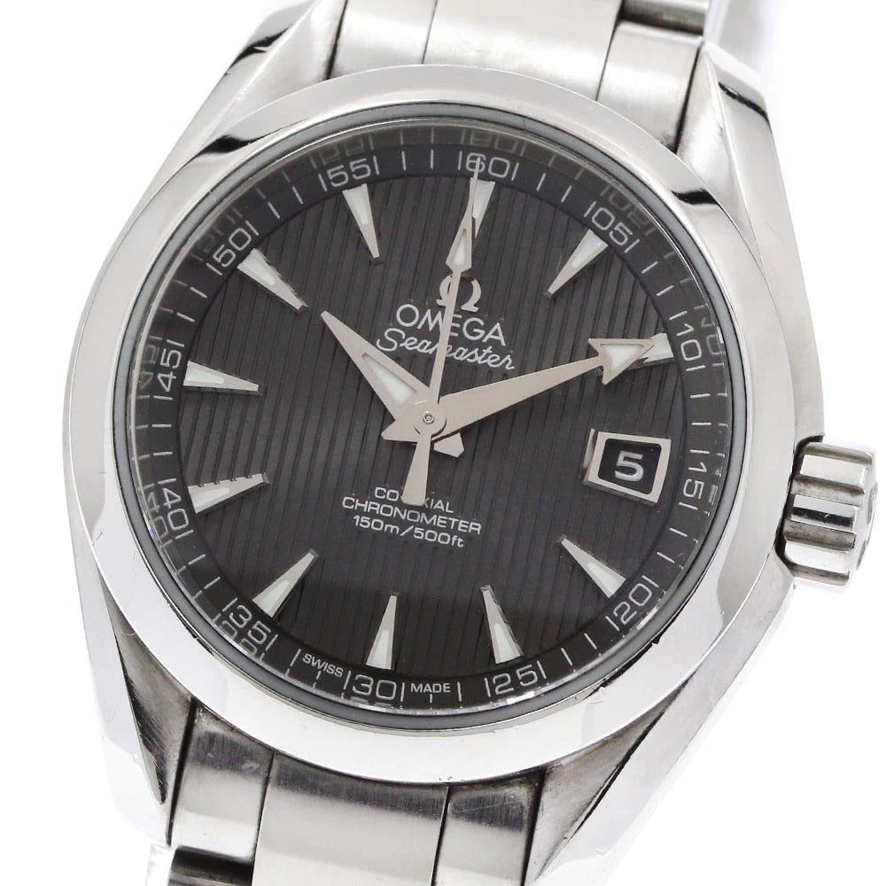 OMEGA SEAMASTER AQUA TERRA DATE WATCH: OMEGA Seamaster Aqua Terra Date Watch Brand: OMEGA Type/Style: Wristwatch Material: Band Material Stainless Steel, Case Material Stainless Steel Color: Dial Color gray Size: Case Size About30mm