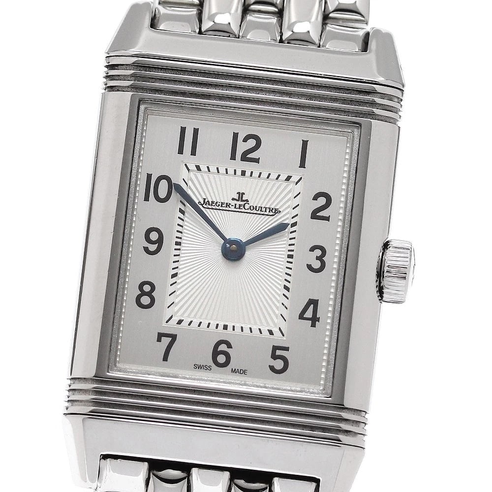 JAEGER-LECOULTRE REVERSO CLASSIC SMALL WATCH: JAEGER-LECOULTRE Reverso Classic Small Watch Brand: JAEGER-LECOULTRE Type/Style: Wristwatch Material: Band Material Stainless Steel, Case Material Stainless Steel Color: Dial Color Silver Size: Case