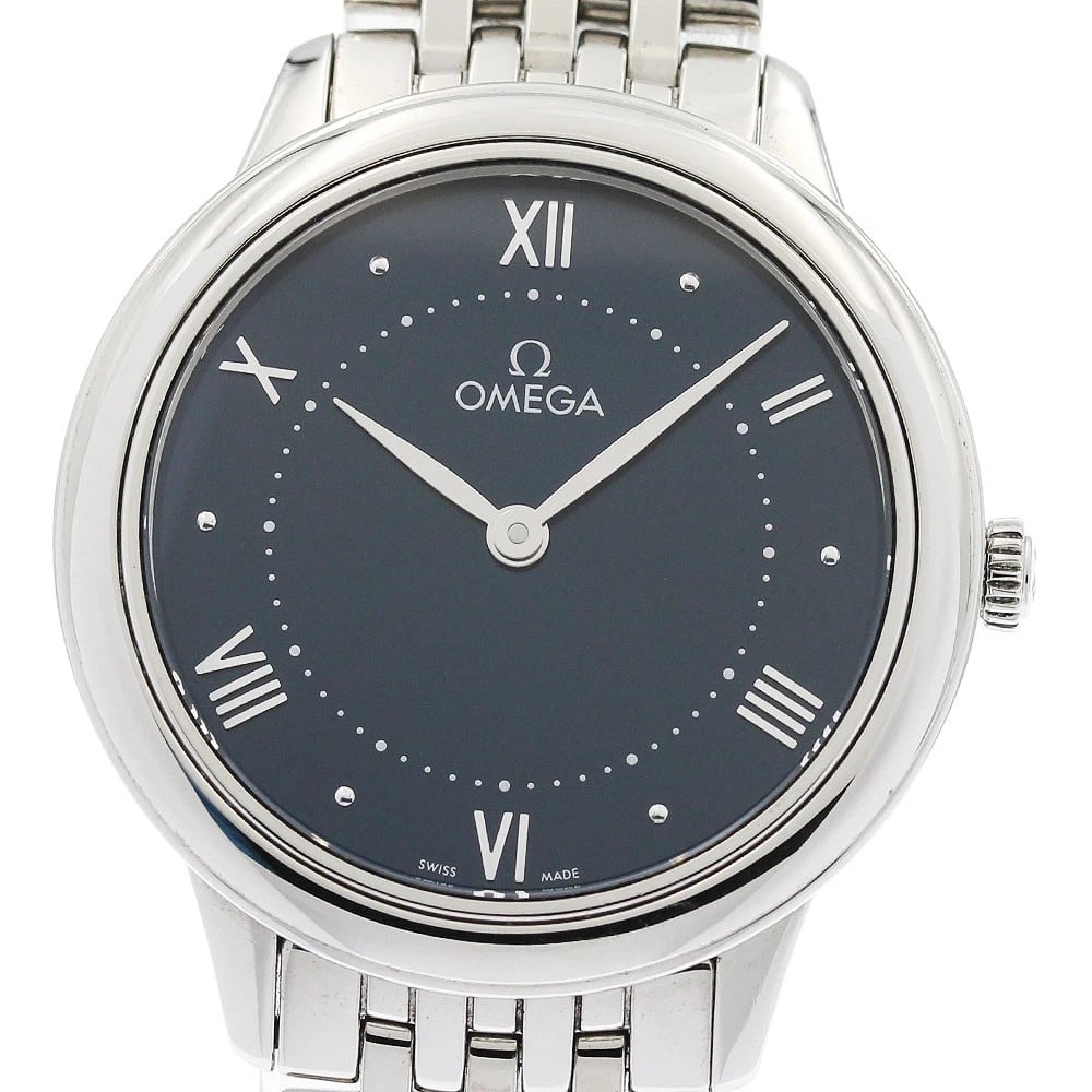 OMEGA DE VILLE PRESTIGE NAVY DIAL QUARTZ WATCH: OMEGA De Ville Prestige Navy Dial Quartz Watch Brand: OMEGA Type/Style: Wristwatch Material: Band Material Stainless Steel, Case Material Stainless Steel Color: Dial Color Navy Size: Case Size