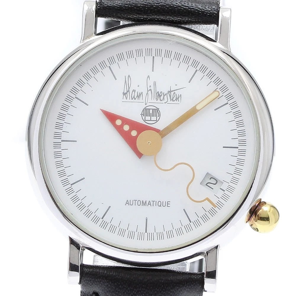 ALAIN SILBERSTEIN ARCHITEC DATE WHITE DIAL AUTOMATIC WATCH: Alain Silberstein Architec Date white Dial Automatic Watch Brand: Alain Silberstein Type/Style: Wristwatch Material: Band Material leather, Case Material Stainless Steel Color: Dial Color white Size: