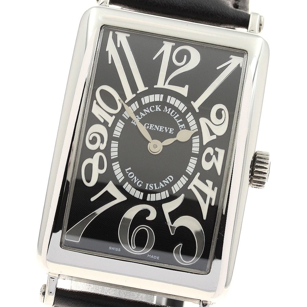 FRANCK MULLER LONG ISLAND BLACK DIAL QUARTZ WATCH: FRANCK MULLER Long Island black Dial Quartz Watch Brand: FRANCK MULLER Type/Style: Wristwatch Material: Band Material leather, Case Material Stainless Steel Color: Dial Color black Size: Case Size