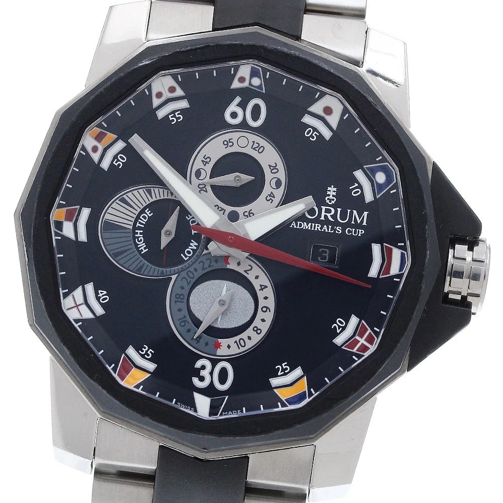 CORUM ADMIRAL'S CUP BLACK DIAL AUTOMATIC WATCH: CORUM Admiral's Cup black Dial Automatic Watch Brand: CORUM Type/Style: Wristwatch Material: Band Material Titanium/Stainless Steel/Rubber, Case Material Titanium / rubber Color: Dial Color black