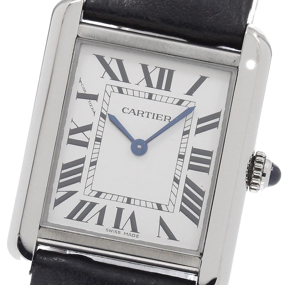 CARTIER TANK SOLO SM SILVER DIAL QUARTZ WATCH: CARTIER Tank solo SM Silver Dial Quartz Watch Brand: CARTIER Type/Style: Wristwatch Material: Band Material leather, Case Material Stainless Steel Color: Dial Color Silver Size: Case Size About24mm