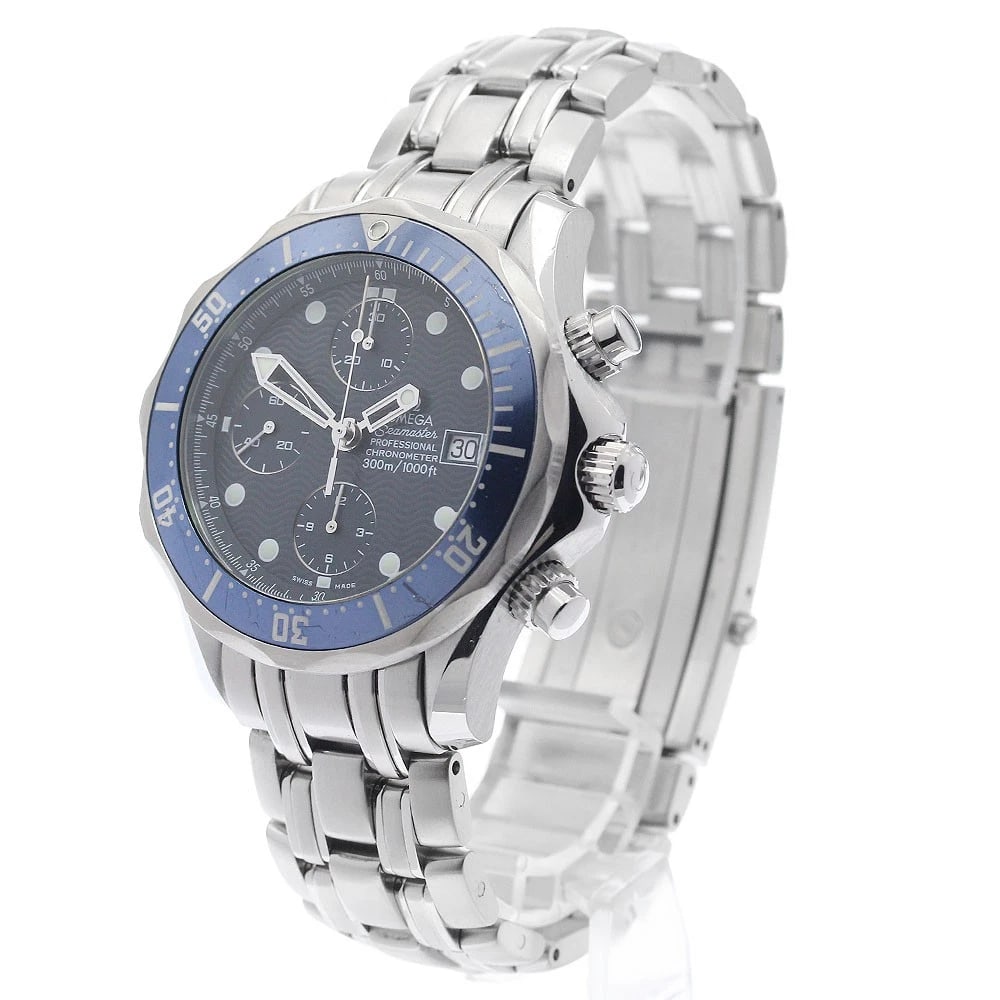 OMEGA SEAMASTER DATE CHRONOGRAPH NAVY DIAL AUTOMATIC WATCH - 2