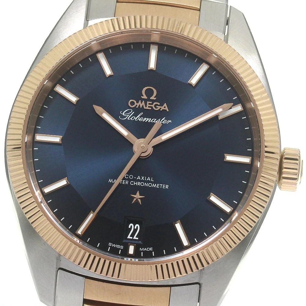 OMEGA CONSTELLATION GLOBEMASTER AUTOMATIC WATCH: OMEGA Constellation Globemaster Automatic Watch Brand: OMEGA Type/Style: Wristwatch Material: Band Material Stainless Steel/PG, Case Material Stainless Steel/PG Color: Dial Color Navy Size: Case Size