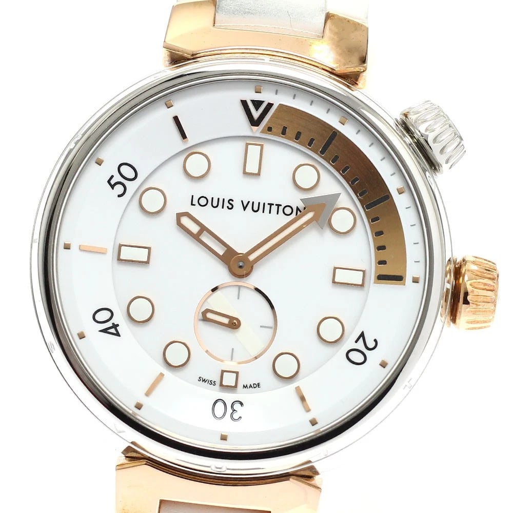 LOUIS VUITTON TAMBOUR STREET DIVER SMALL WATCH: LOUIS VUITTON Tambour Street Diver Small Watch Brand: LOUIS VUITTON Type/Style: Wristwatch Material: Band Material rubber, Case Material Stainless Steel/K18PG Color: Dial Color white Size: Case Size A