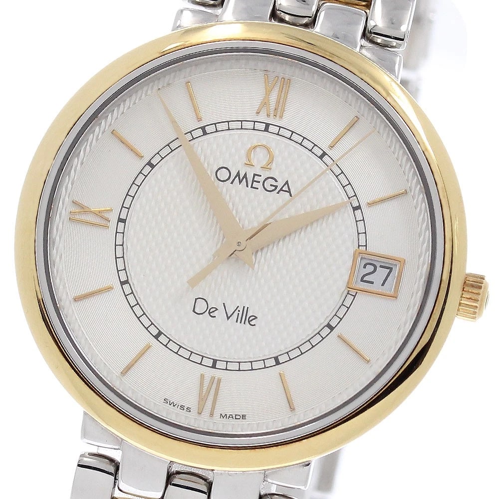 OMEGA DE VILLE PRESTIGE DATE SILVER DIAL QUARTZ WATCH: OMEGA De Ville Prestige Date Silver Dial Quartz Watch Brand: OMEGA Type/Style: Wristwatch Material: Band Material Stainless Steel/YG, Case Material Stainless Steel/YG Color: Dial Color Silver Size: