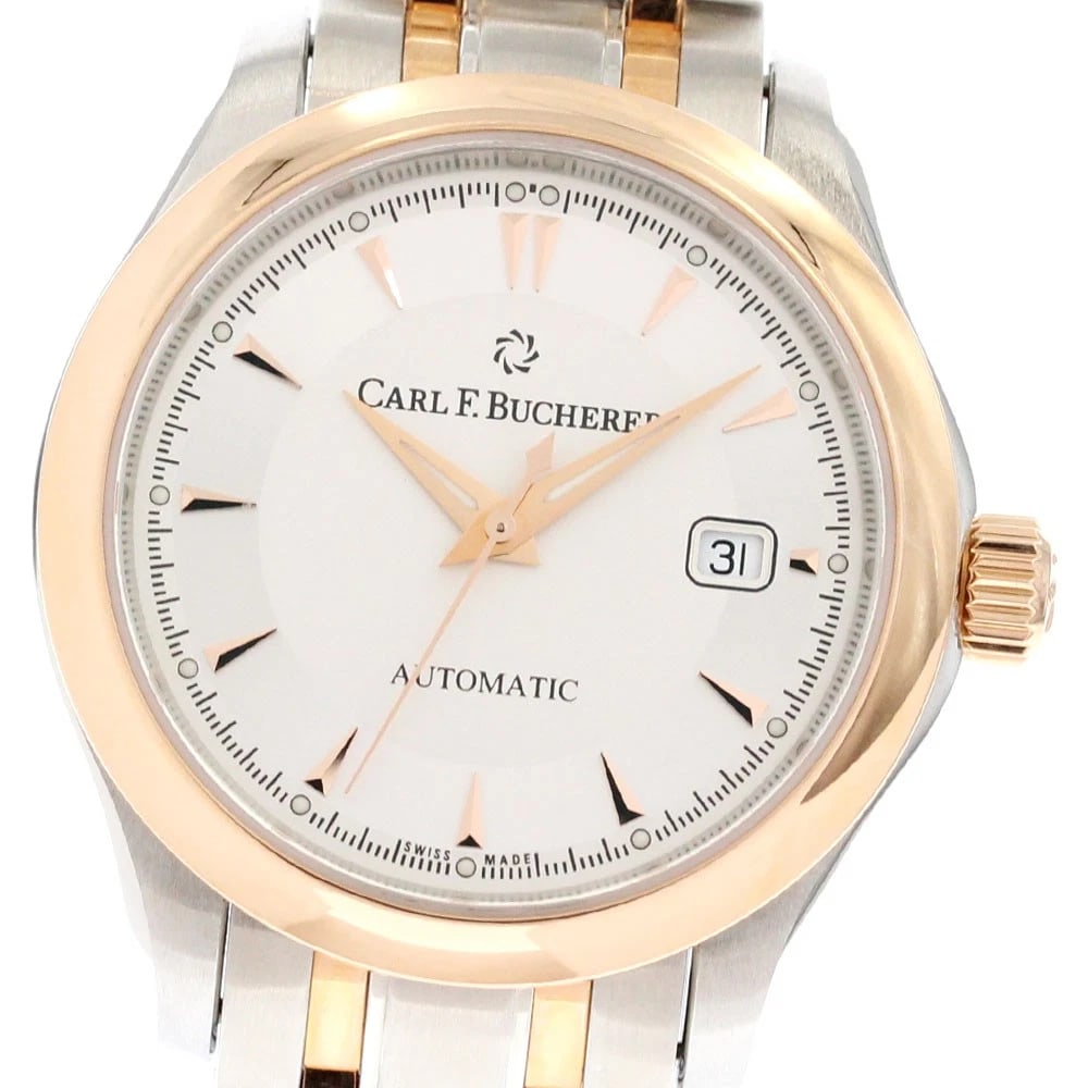 CARL F.BUCHERER MANERO DATE AUTOMATIC WATCH: CARL F.BUCHERER Manero Date Automatic Watch Brand: CARL F.BUCHERER Type/Style: Wristwatch Material: Band Material Stainless Steel/K18RG, Case Material Stainless Steel/K18RG Color: Dial Color Silver