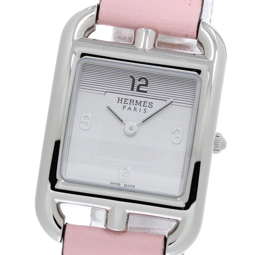 HERMES CAPE COD SILVER DIAL QUARTZ WATCH: HERMES Cape Cod Silver Dial Quartz Watch Brand: HERMES Type/Style: Wristwatch Material: Band Material leather, Case Material Stainless Steel Color: Dial Color Silver Size: Case Size About23mm
