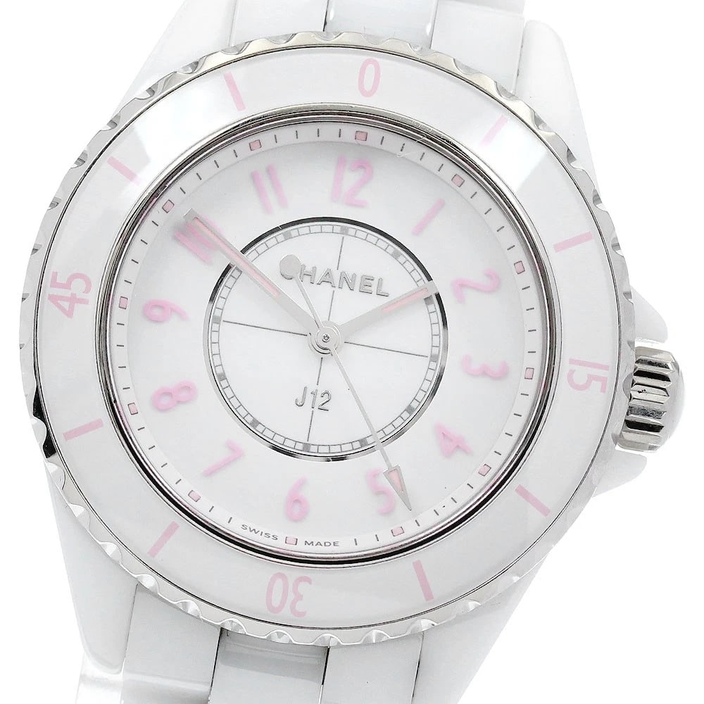 CHANEL J12 PINK LIMITED WHITE DIAL QUARTZ WATCH: CHANEL J12 Pink limited white Dial Quartz Watch Brand: CHANEL Type/Style: Wristwatch Material: Band Material Stainless Steel / ceramic, Case Material Stainless Steel / ceramic Color: Dial Color white 