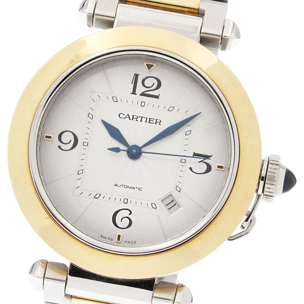 CARTIER PASHA DE CARTIER TONE AUTOMATIC WATCH: CARTIER Pasha de Cartier tone Automatic Watch Brand: CARTIER Type/Style: Wristwatch Material: Band Material Stainless Steel/K18YG, Case Material Stainless Steel/K18YG Color: Dial Color Silver Size: