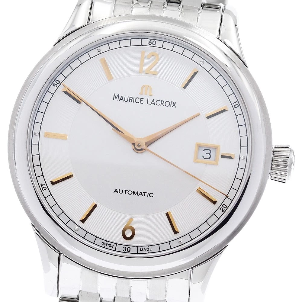 MAURICE LACROIX LES CLASSICS AUTOMATIC WATCH: MAURICE LACROIX Les Classics Automatic Watch Brand: MAURICE LACROIX Type/Style: Wristwatch Material: Band Material Stainless Steel, Case Material Stainless Steel Color: Dial Color Silver Size: Case