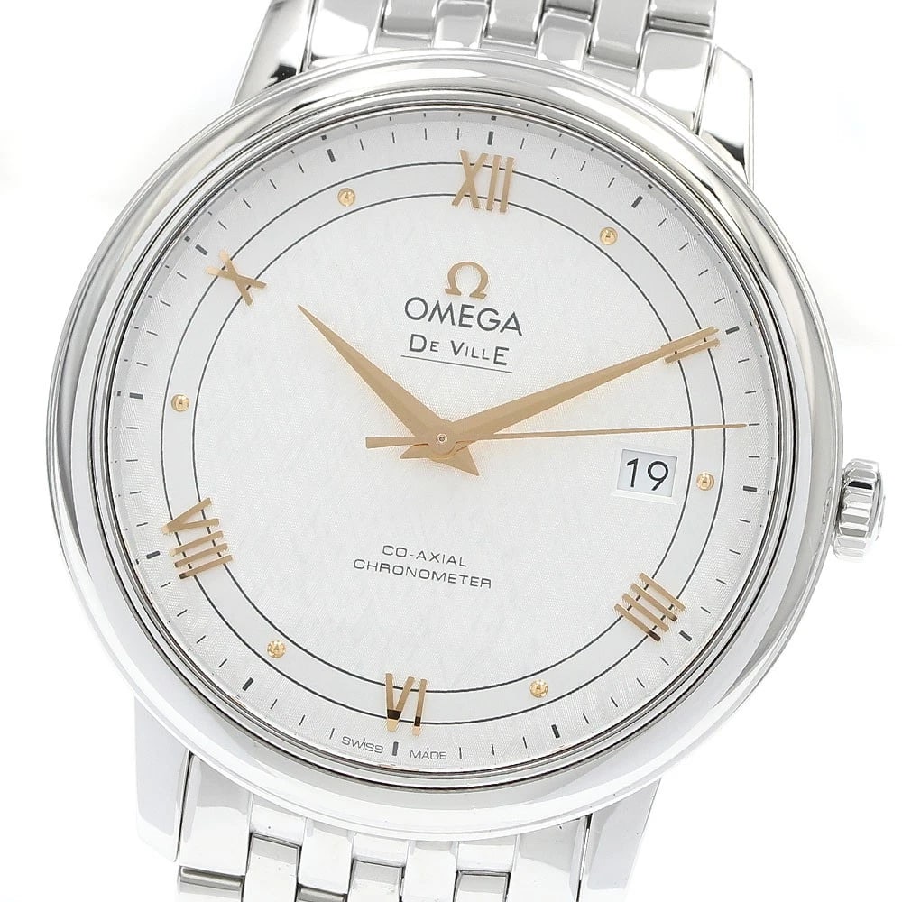 OMEGA DE VILLE PRESTIGE DATE AUTOMATIC WATCH: OMEGA De Ville Prestige Date Automatic Watch Brand: OMEGA Type/Style: Wristwatch Material: Band Material Stainless Steel, Case Material Stainless Steel Color: Dial Color Silver Size: Case Size
